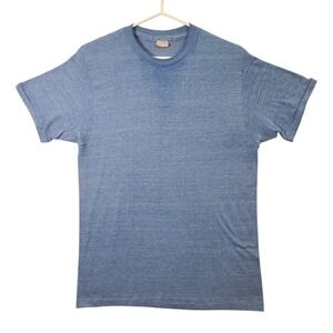 Vintage 80s Stanfield Heather Blue T-Shirt Medium 50/50 Single Stitch Canada Tee